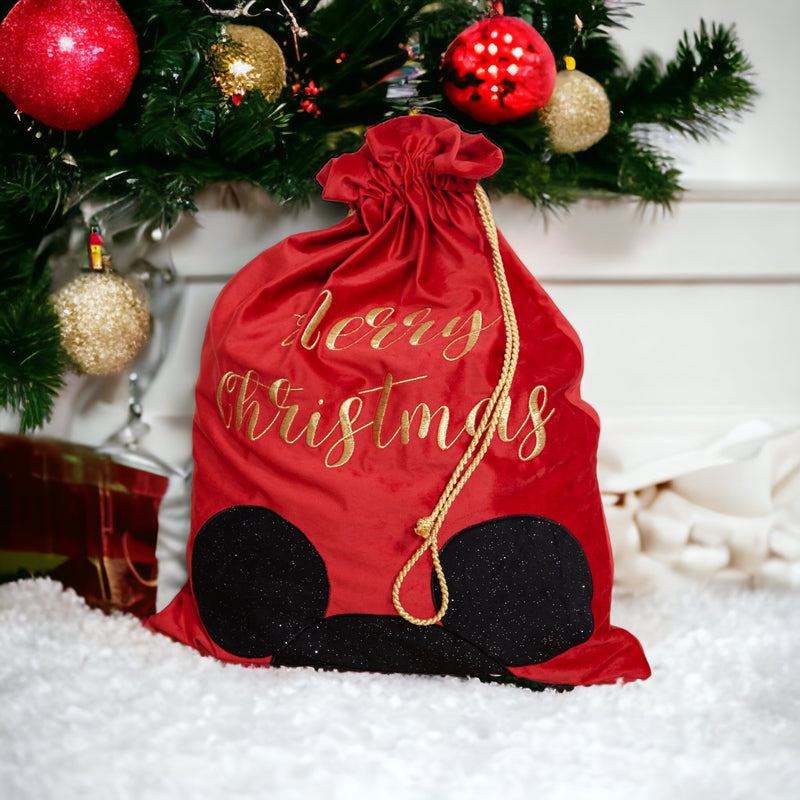 Disney Mickey Mouse 'Merry Christmas' Red Gift Sack