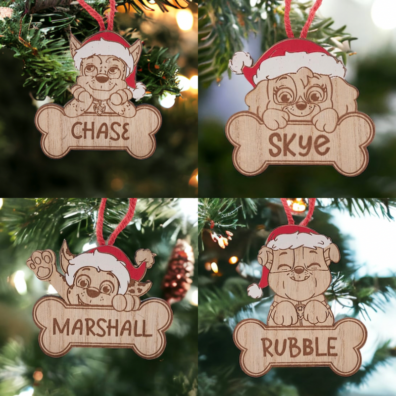 Paw Patrol Set of 4 Character Wooden Hanging Decorations