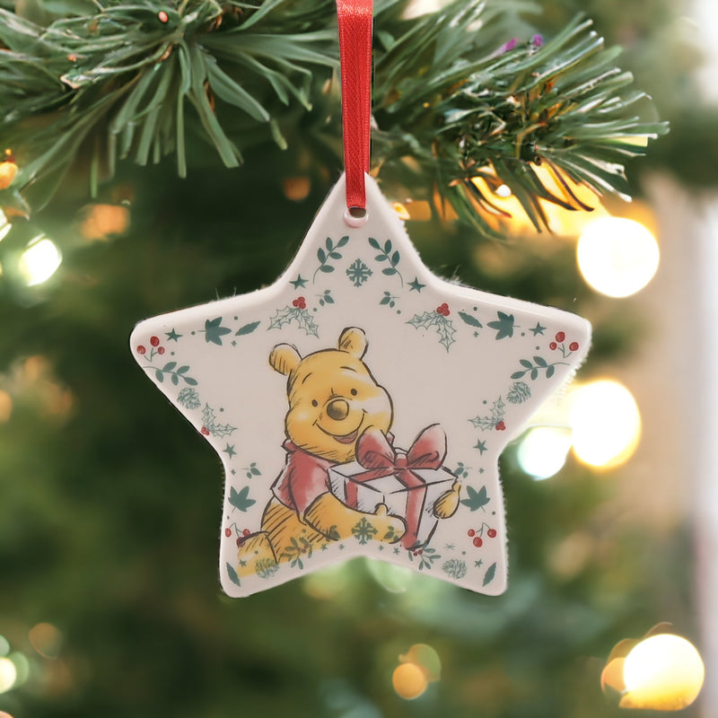 Disney Winnie the Pooh Set of 4 Ceramic Christmas Decorations