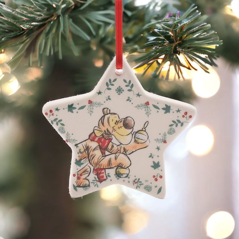 Disney Winnie the Pooh Set of 4 Ceramic Christmas Decorations