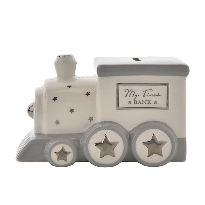 DAMAGED PACKAGING Bambino Ceramic Train Shaped 'My First' Money Box