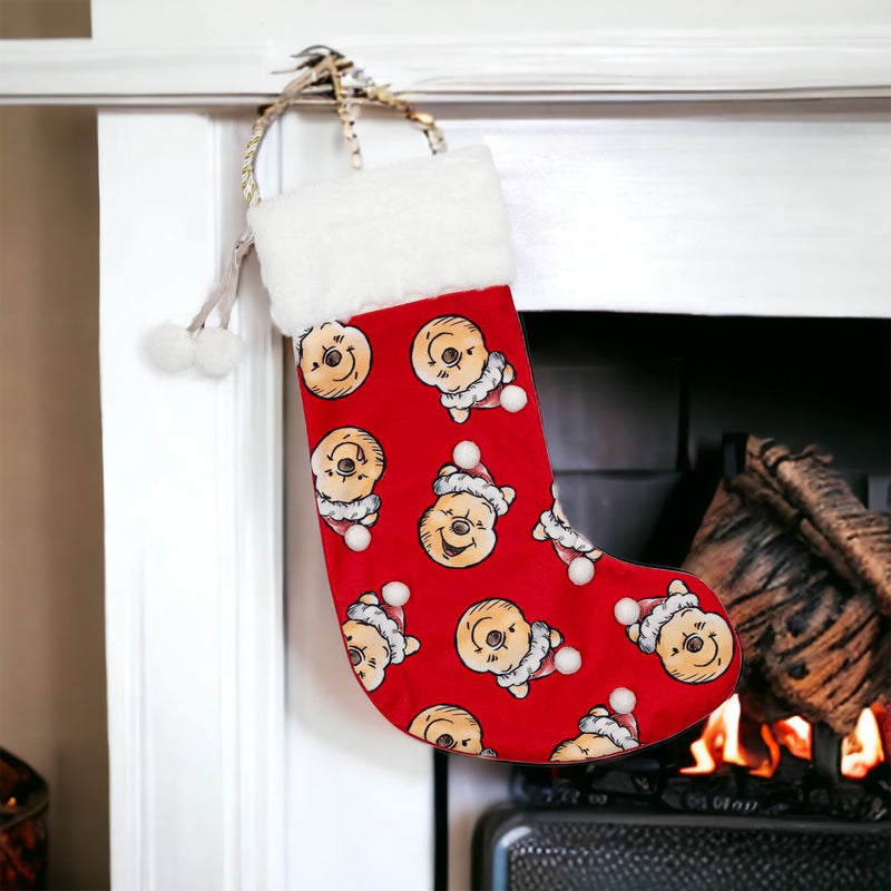 Disney Winnie the Pooh Pattern Plush Christmas Stocking