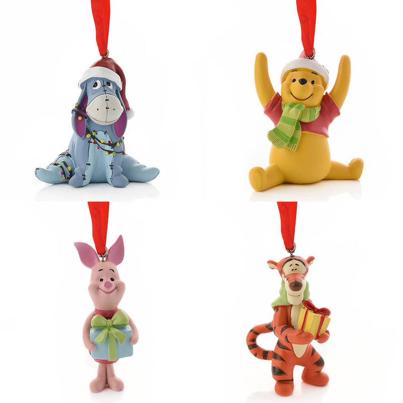 Disney Winnie the Pooh Set of 4 Resin Hanging Christmas Decorations