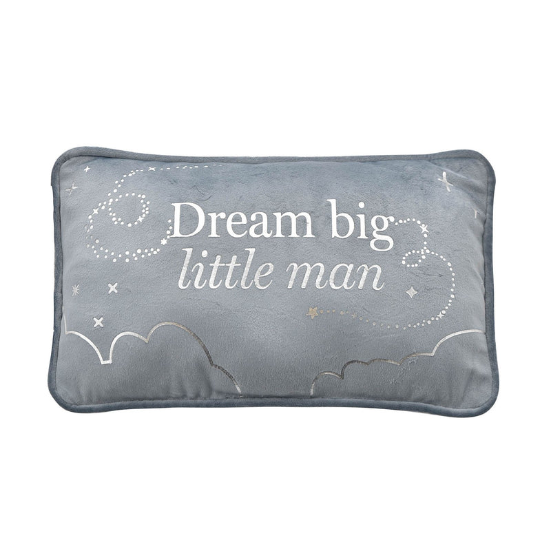 Bambino 'Little Man' Rectangle Velvet Blue Cushion - 33cm