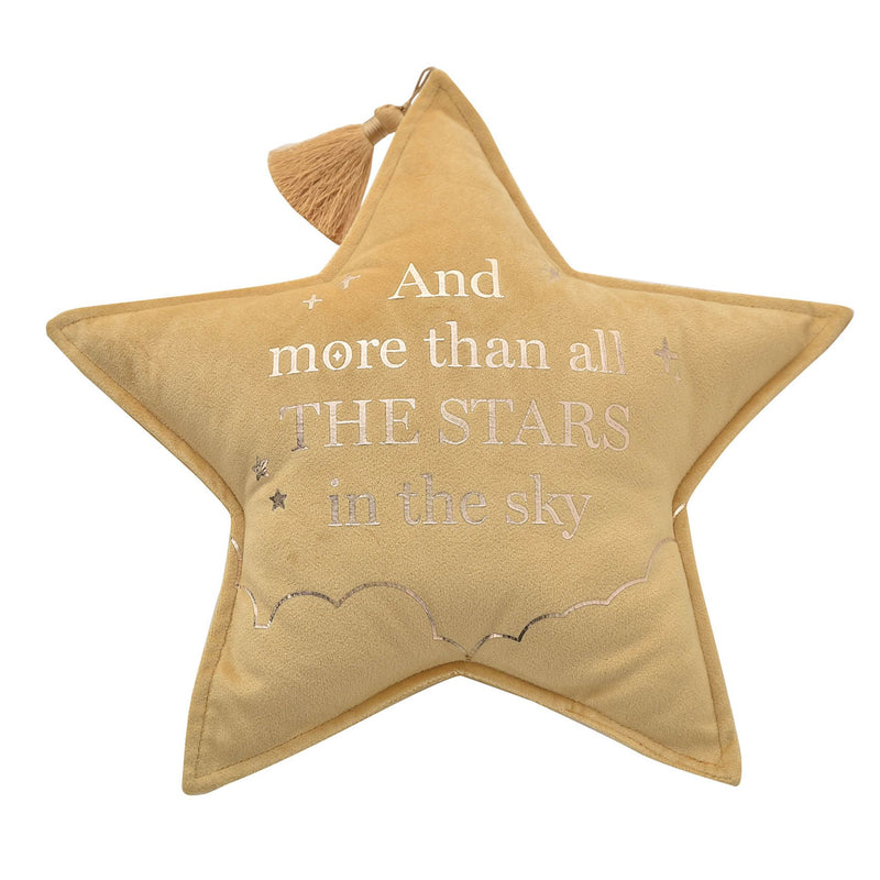 PRE-ORDER Bambino 'Love You' Mustard Velvet Moon & Star Cushion Set - 32cm