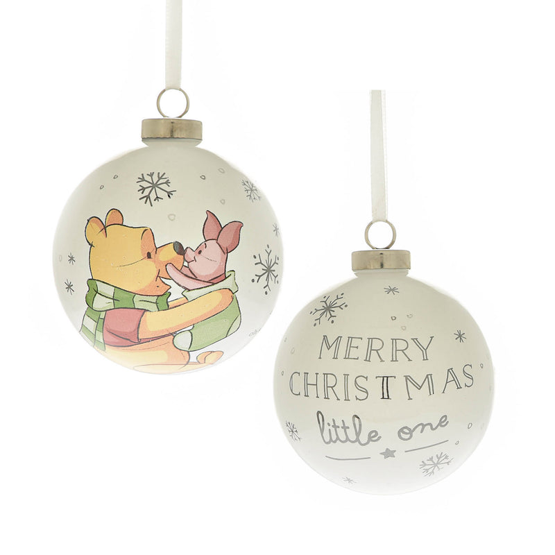 Disney Baby's Winnie the Pooh & Piglet 'Merry Christmas Little One' Ceramic Bauble in Gift Box