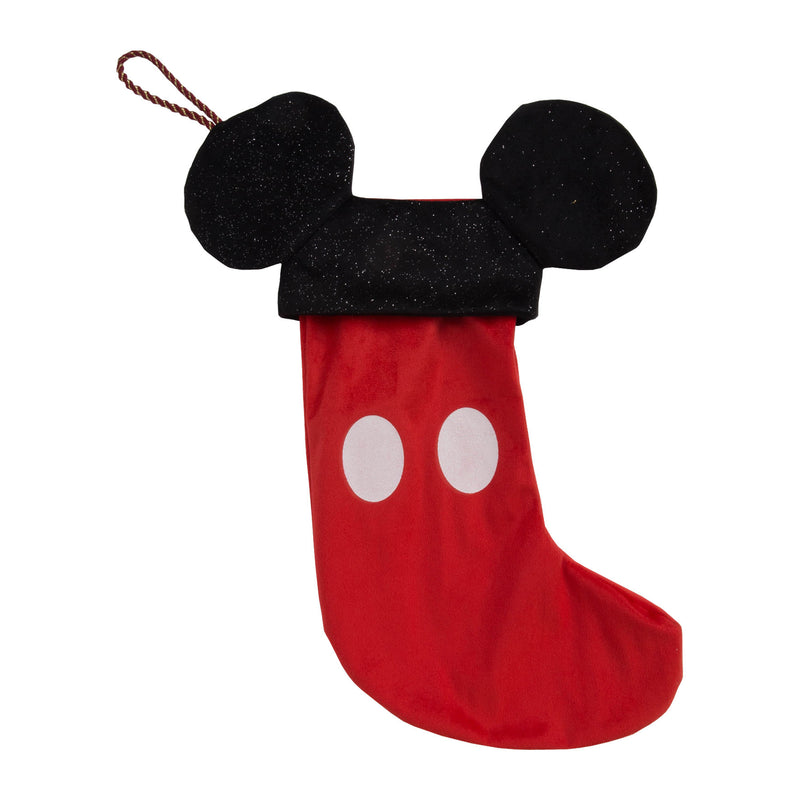 Disney Mickey Mouse Red Stocking With Black Glitter Ears