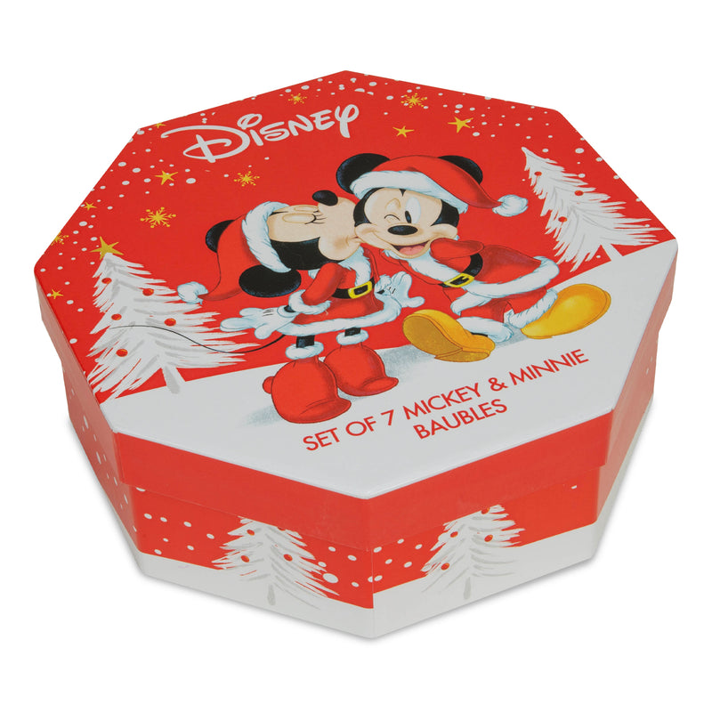 Disney Minnie & Mickey Set of 7 Baubles in Beautiful Gift Box