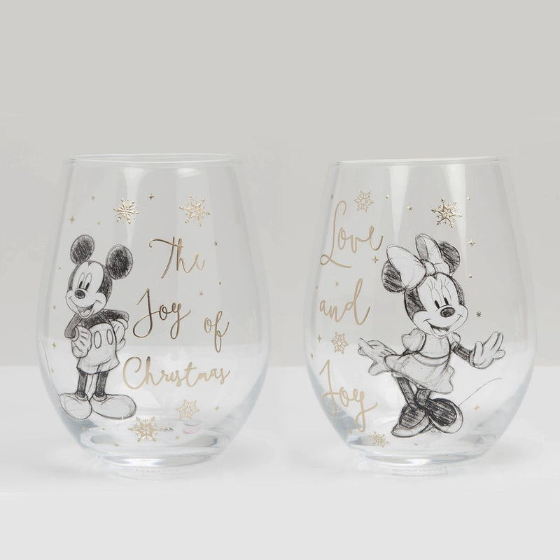 Disney Set of 2 Christmas Glasses - Mickey and Minnie Mouse