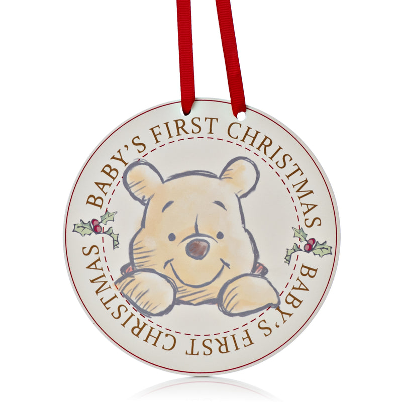 Disney Winnie the Pooh Baby's First Christmas Hanging Plaque