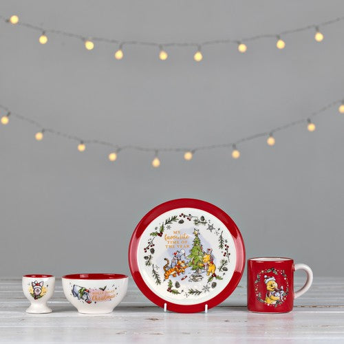 Disney Winnie the Pooh Christmas Ceramic 4 Piece Dining Set