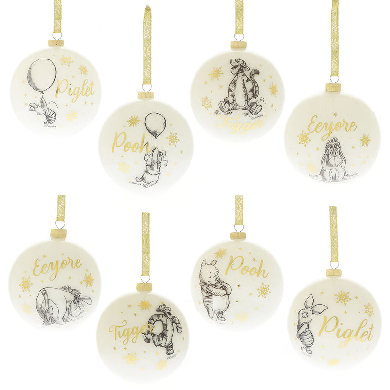 Disney Winnie the Pooh Set of 8 Glitter Baubles