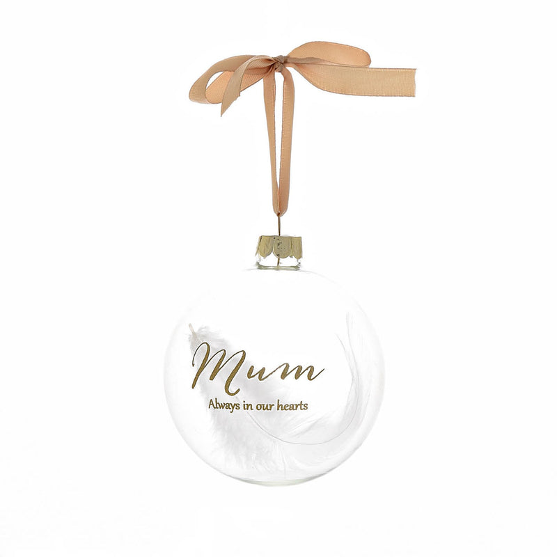 'Mum, Always In Our Hearts' Glass Bauble in Gift Box