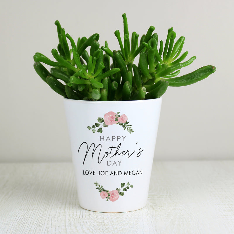 Personalised Abstract Rose Happy Mothers Day Plant Pot