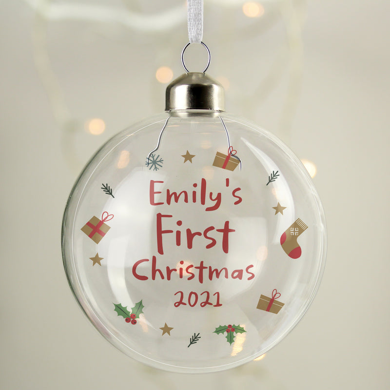 Personalised 'First Christmas' Glass Bauble