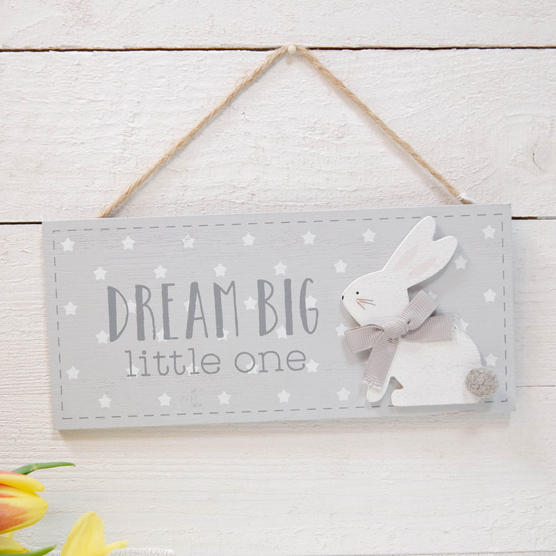 Petit Cheri 'Dream Big Little One' Rabbit Hanging Plaque