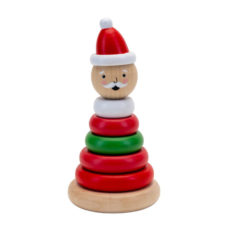 Santa Claus Wooden Stacking Ring Toy in Festive Gift Box