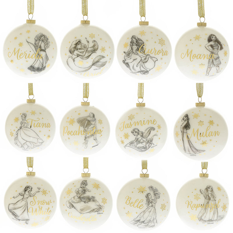 Disney Princess Set of 12 Acrylic Glitter Baubles